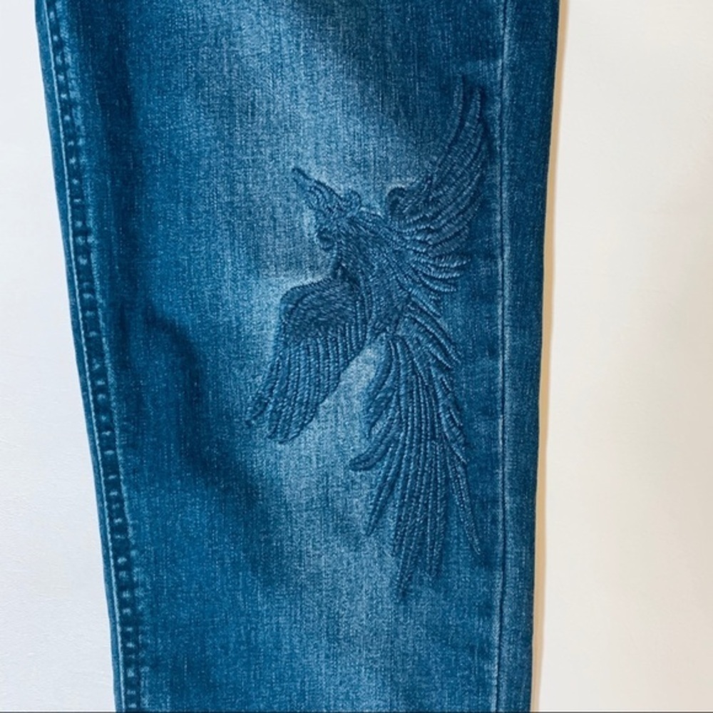 Kensie Skinny Embroidered Dark Wash Jeans-8 - Picture 6 of 9